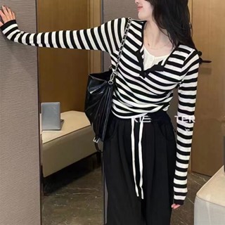 เสื้อกันหนาวแขนยาว แบบบาง ทรงพิเศษ เข้ารูป แฟชั่นฤดูใบไม้ร่วง สําหรับผู้หญิง จํานวน 2 ชิ้น