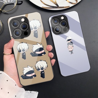 เคสโทรศัพท์มือถือกระจกนิรภัย แบบแข็ง ป้องกันเลนส์ ลายการ์ตูนมหาเวทย์ผนึกมาร สําหรับ iPhone 14 Pro Max 13 11 12 7 8 Plus X XR XS SE 2020