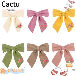 Cactu กิ๊บติดผม โบว์ใหญ่ ผ้าฝ้าย ผ้าลินิน ฤดูใบไม้ผลิ ฤดูร้อน เครื่องประดับผม สําหรับเด็กผู้หญิง