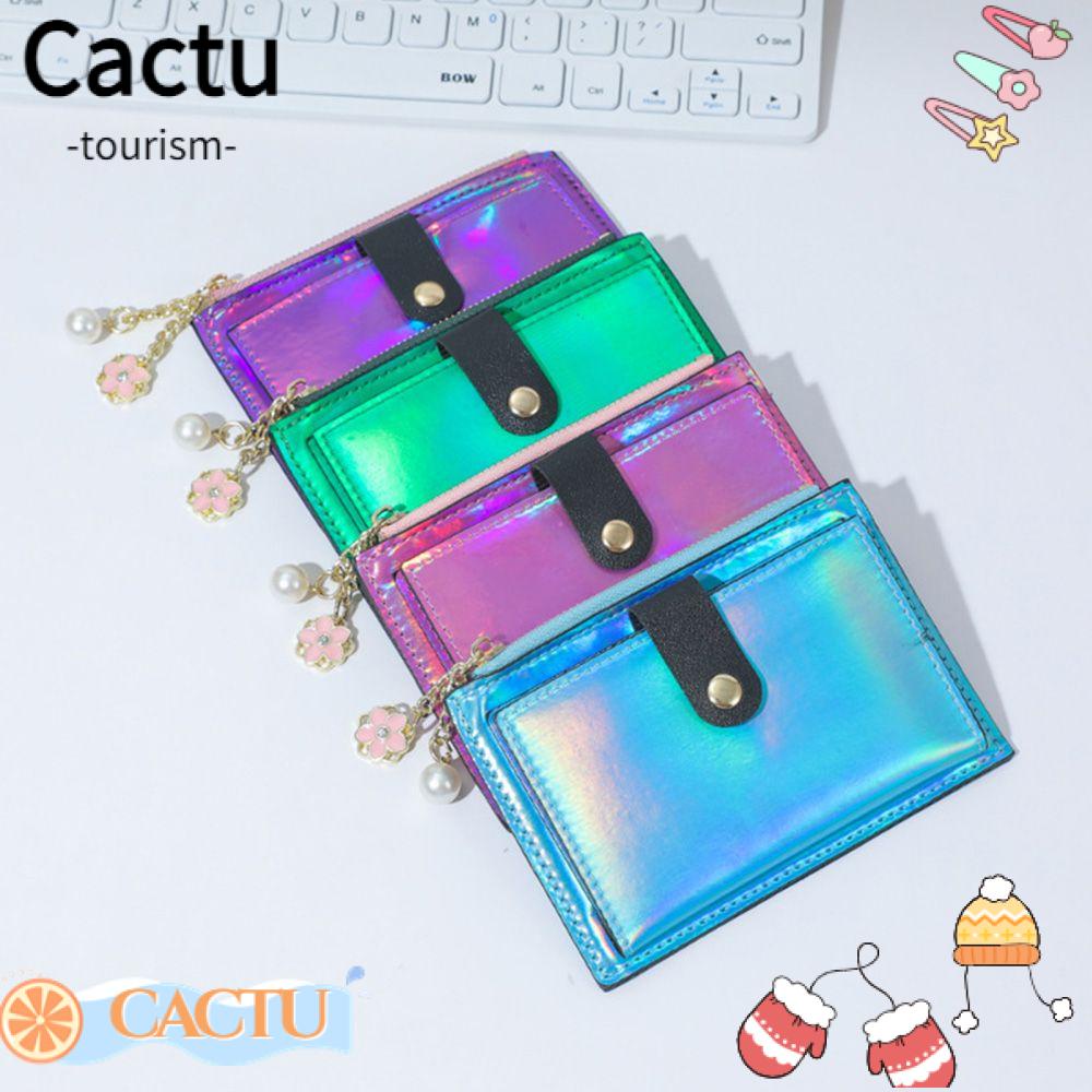 cactu-กระเป๋าใส่บัตรเครดิต-เลเซอร์-หนัง-pu-หลากสีสัน