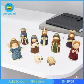[Almencla1] ฟิกเกอร์ รูปปั้นครอบครัว mas Birth of Figurine Manger mas Holy สําหรับตกแต่งบ้าน 10 ชิ้น