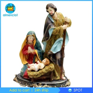[Almencla1] ฟิกเกอร์เรซิ่น รูปปั้นครอบครัวศักดิ์สิทธิ์ ขนาดเล็ก สําหรับตกแต่งบ้าน