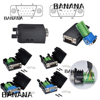 Banana1 ขั้วต่อ VGA สามแถว 15pins ปลั๊ก 15 Pin ขั้วต่อเบรกเอาท์ 3+9 ประเภทสกรู พร้อมกรอบ D-SUB DB15 VGA โปรเจคเตอร์คอมพิวเตอร์