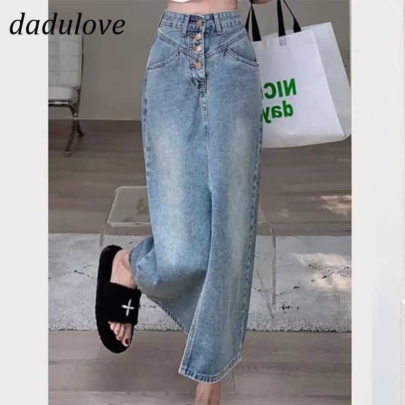 dadulove-new-american-ins-high-street-retro-washed-denim-skirt-niche-high-waist-a-line-skirt-large-size-bag-hip-skirt