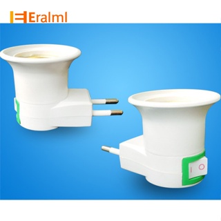 Eralml อะแดปเตอร์ซ็อกเก็ตหลอดไฟ LED ปลั๊ก EU เป็น E27 พร้อมสวิตช์ แบบมืออาชีพ