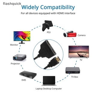 Flashquick สายเคเบิลอะแดปเตอร์แยก HDMI ตัวผู้ 1080P เป็น HDMI ตัวเมียคู่ 1 เป็น 2 ทาง รองรับทีวีสองเครื่องในเวลาเดียวกัน