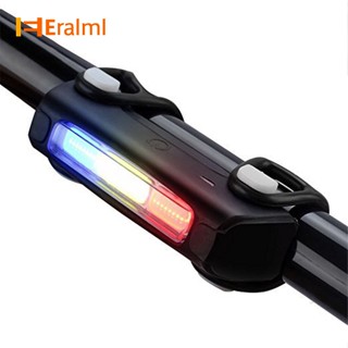 Eralml ไฟท้ายจักรยาน LED ชาร์จ USB พร้อมไฟเตือน สีฟ้า สีขาว สําหรับจักรยานเสือภูเขา