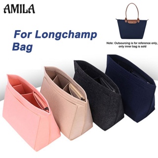 AMILA กระเป๋าถือ กระเป๋าผู้หญิง Longchamp ขนาดใหญ่และขนาดกลาง กระเป๋าซับในสักหลาดหูหิ้วยาวและสั้น