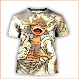 เสื้อยืดแขนสั้นลําลอง พิมพ์ลายอนิเมะ One Piece Luffy Gear 5th Sun God Nika 3D พลัสไซซ์ สําหรับทุกเพศ 23