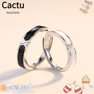Cactu แหวนคู่รัก สีเงิน สําหรับคู่รัก เครื่องประดับแฟชั่น ของขวัญวันวาเลนไทน์