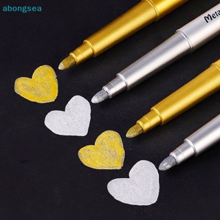 Abongsea ปากกามาร์กเกอร์ ไฮไลท์ โลหะ กันน้ํา สีทอง สีเงิน สําหรับเขียนตัวอักษร