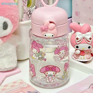 Abongsea ขวดน้ําพลาสติก ลายการ์ตูน Cinnamoroll Sanrio Kuromi Melody พร้อมหลอดดูด