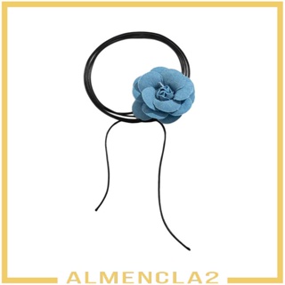 [Almencla2] สร้อยคอโชคเกอร์ ผ้ายีน แบบนิ่ม ลายดอกไม้ ขนาดใหญ่ สไตล์เรโทร สําหรับเจ้าสาว ฮาโลวีน