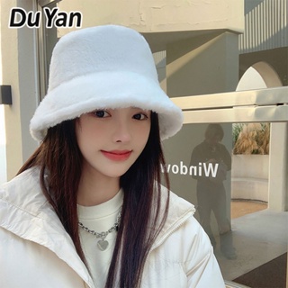 Du Yan หมวกบักเก็ต สีพื้น สไตล์เกาหลี สําหรับผู้หญิง