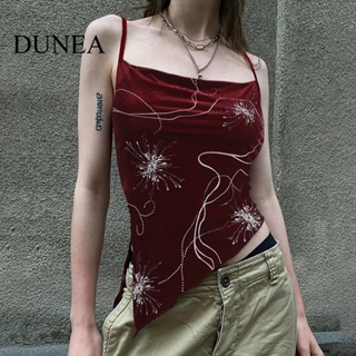 Dunea เสื้อกล้าม ผ้ากํามะหยี่ พิมพ์ลาย ออกแบบใหม่ ฤดูร้อน สําหรับผู้หญิง