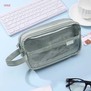 Fengwu กระเป๋าดินสอ กระเป๋าเครื่องสําอาง แบบใส 2 ช่อง อเนกประสงค์ สําหรับนักเรียน นักศึกษา นักธุรกิจ เดินทาง สํานักงาน