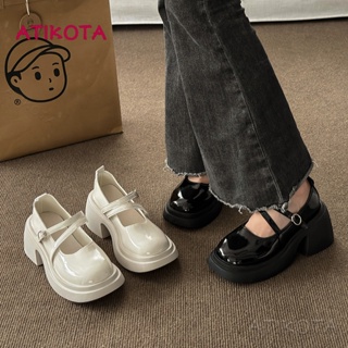 Atikota รองเท้าแมรี่เจน หนังนิ่ม พื้นหนา ขนาดเล็ก สวมใส่สบาย แฟชั่นโลลิต้า สําหรับผู้หญิง