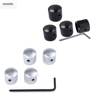 【DREAMLIFE】Volume Tone Knobs Kit 4pcs Accessories Domed Knurled For Bass/Telecaster Guitars