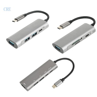 Cre ฮับ Type C เป็น USB C ความเร็วสูง พร้อมการ์ดรีดเดอร์ สําหรับถ่ายโอนข้อมูล