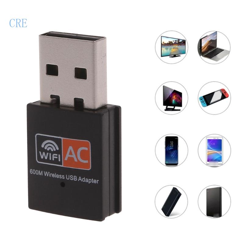 cre-อะแดปเตอร์การ์ดเครือข่ายไร้สาย-usb-wifi5-600mbps-สําหรับ-windows-10-8-1-8-7-xp