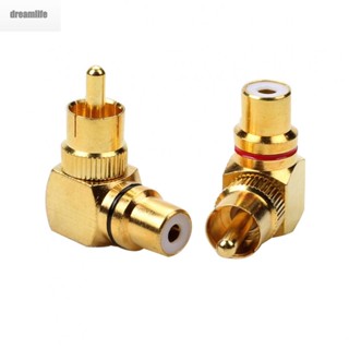 【DREAMLIFE】RCA Adapter Male To Female Metal Plug Right Angle Connector 90Degree Elbow