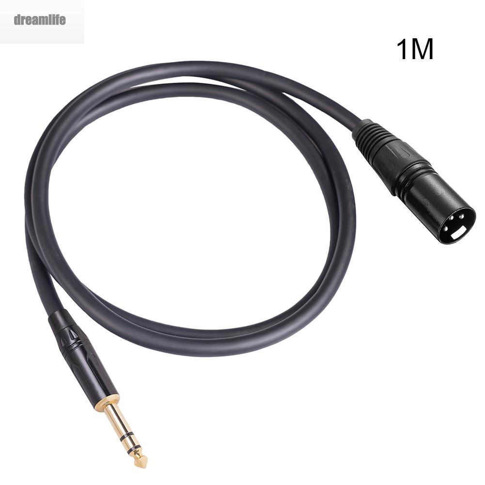 dreamlife-1-4-trs-to-xlr-1-10m-1-4-inch-6-35-mm-black-cable-interconnect-male-mic