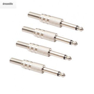 【DREAMLIFE】Mono Jack Plug 1/4Inch Microphone 4Pcs 6.35mm 75 X 15mm Mono Type Connecto