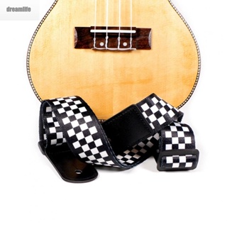 【DREAMLIFE】Ukulele Strap Accessories Black White Plaid For Ukulele Part Replace Replacement