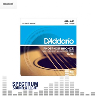 【DREAMLIFE】For Addario EJ16 Acoustic Guitar Strings Full Set Light Gauge 12-53 Replace Part