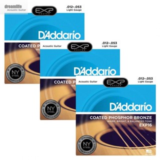 【DREAMLIFE】Warm and Bright Bronze Acoustic Guitar Strings Daddario EXP16 Coated Light Set