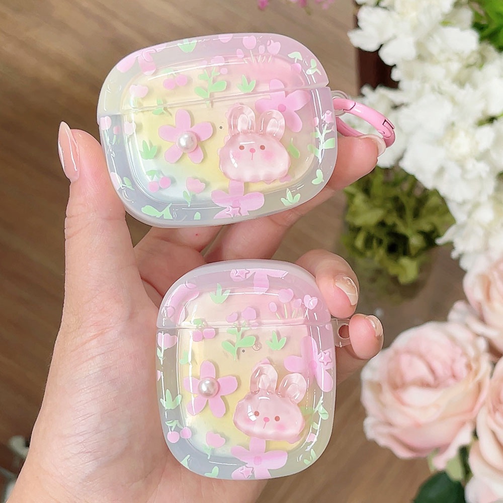 เคสหูฟัง-แบบนิ่ม-ลายดอกไม้-กระต่าย-ผีเสื้อ-สําหรับ-airpods-3-pro-2-air-pods-1-2-pro