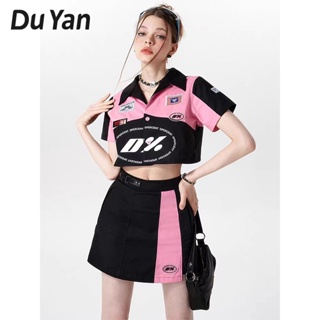 Du Yan ชุดเสื้อสูทกระโปรง สองชิ้น แนวเรโทร อเมริกัน สําหรับสตรี y2k