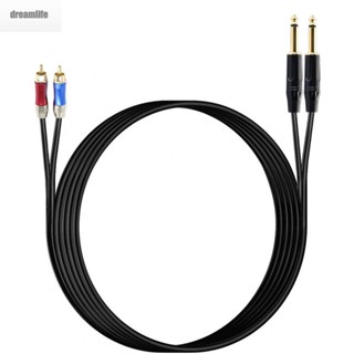 【DREAMLIFE】Audio Cable 22 AWG 1 PC 6.35mm to 2 RCA stereo audio TRS jack to dual RCA cable