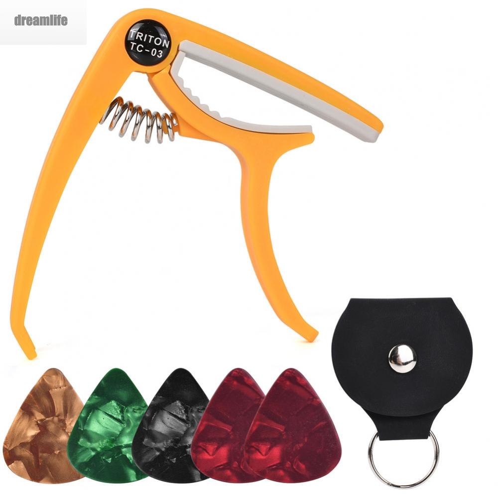 dreamlife-professional-guitar-capo-set-easy-to-use-protects-your-instrument-includes-picks