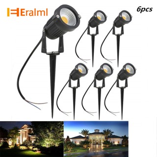 Eralml โคมไฟ LED 5W COB กันน้ํา สําหรับตกแต่งสวน สนามหญ้า 6 ชิ้น