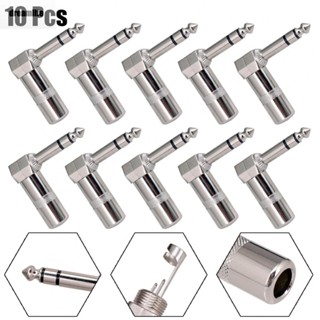 【DREAMLIFE】Right Angle Plug Silver Zinc Alloy 1/4 In 10PCS 6.35mm Adaptors Audio Cable