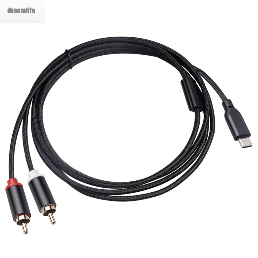 dreamlife-audio-cable-usb-type-c-to-2rca-male-1m-2m-amplifier-speaker-cable-brand-new