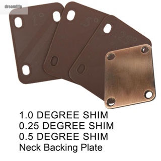 【DREAMLIFE】Guitar Neck Shims Kit Metal Parts Plastic Set &backing Plate 0.25 Degree