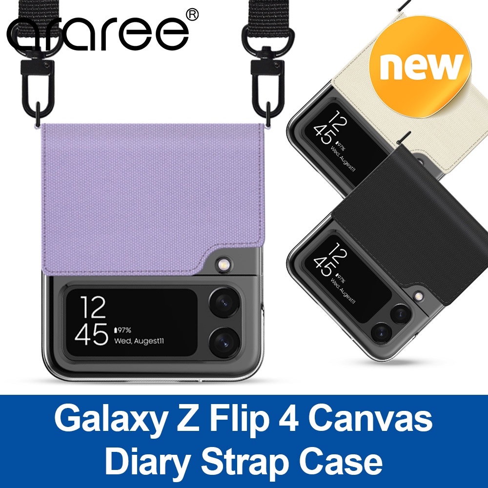 araree-galaxy-z-flip-4-canvas-diary-strap-case-korea