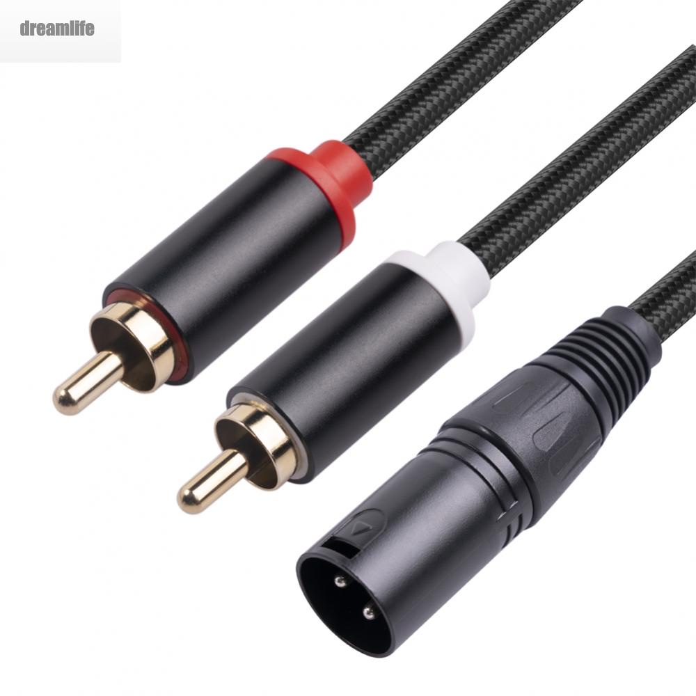 dreamlife-male-audio-cable-microphone-xlr-male-to-2-rca-male-y-adapter-aluminum-alloy