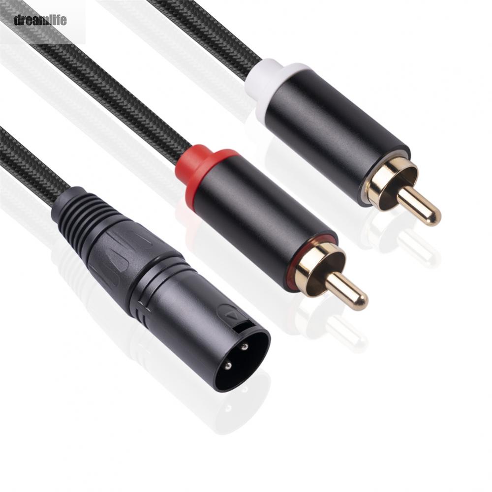 dreamlife-male-audio-cable-microphone-xlr-male-to-2-rca-male-y-adapter-aluminum-alloy