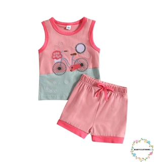 Babyclothes- เสื้อกล้ามแขนกุด ปักลายการ์ตูน และกางเกงขาสั้น แฟชั่นฤดูร้อน สําหรับเด็กผู้ชาย 2 ชิ้น
