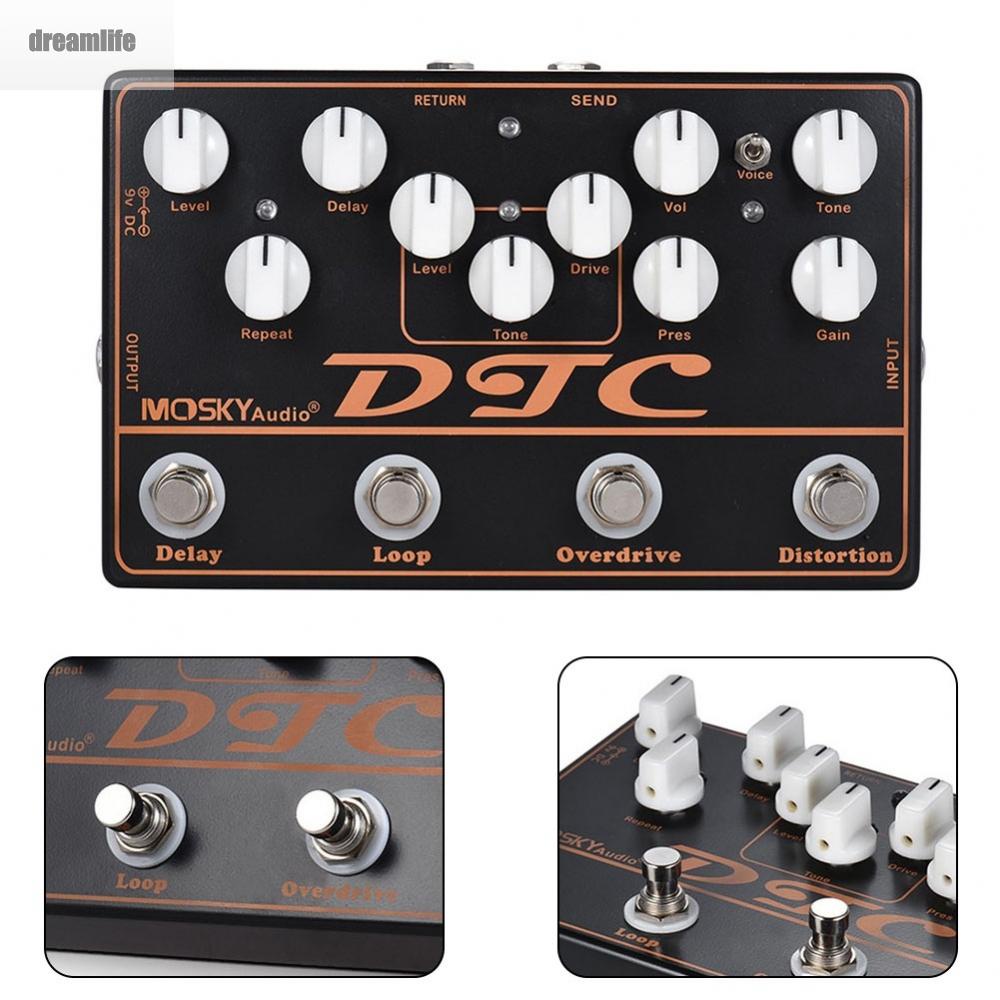 dreamlife-guitar-effect-pedal-4-in-1-accessories-adjustable-distortion-distortion-loop