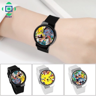 นาฬิกาข้อมือ LED กันน้ํา ลายการ์ตูนปิกาจู โปเกม่อน เวลา และวันที่ สําหรับเด็ก