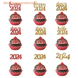 Above ท็อปเปอร์ไม้จิ้มฟัน ลาย Happy New Year 2024 2024 สําหรับตกแต่งเค้กคริสต์มาส ปาร์ตี้ปีใหม่ 2024 10 ชิ้น