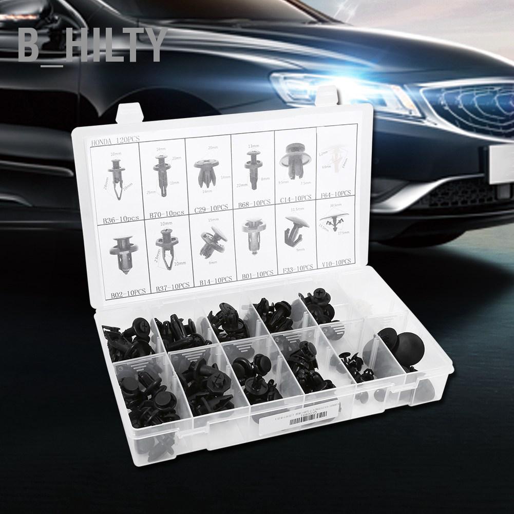 B_HILTY 120pcs Push Type Fastener Clips กันชนประตู Rivets Retainers Kit