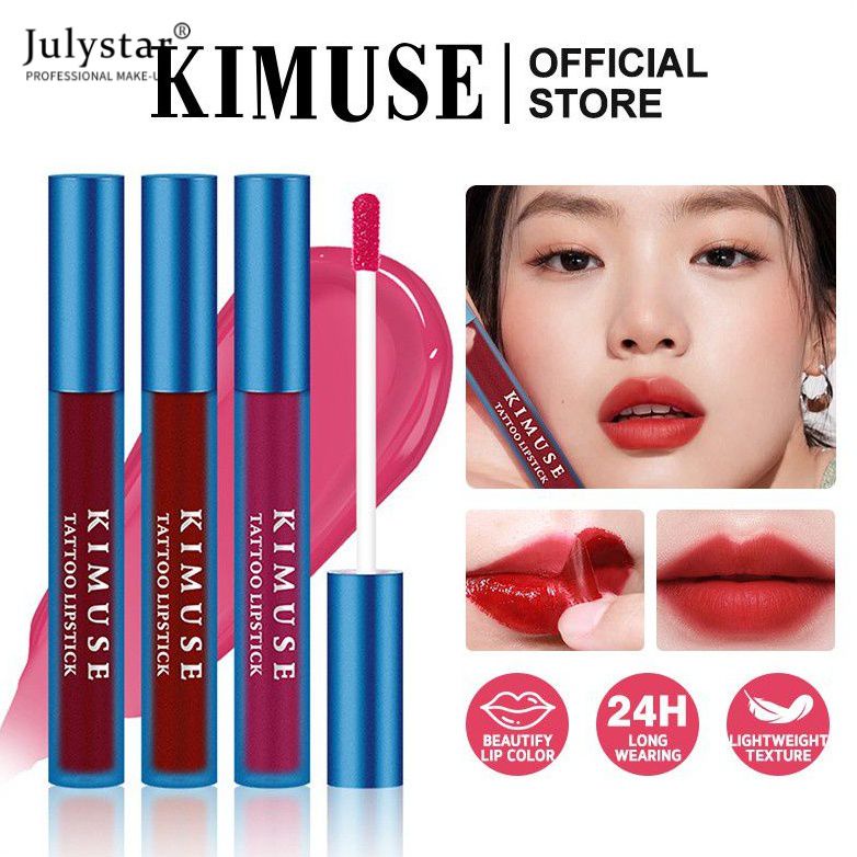 julystar-kimuse-5-สี-peel-off-liquid-ลิปกลอสกันน้ำไม่ติดถ้วย-matte-lip-tint-moisturizing-lip-glaze-ติดทนนานลิปสติกแต่งหน้าทาปาก
