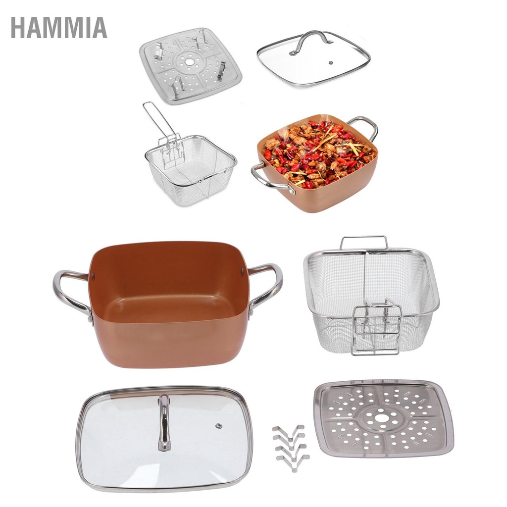 hammia-4-ชิ้นตั้งกระทะไม่ติด-quadrate-ผัดกระทะชั้นนึ่งตะกร้าทอดสำหรับห้องครัว