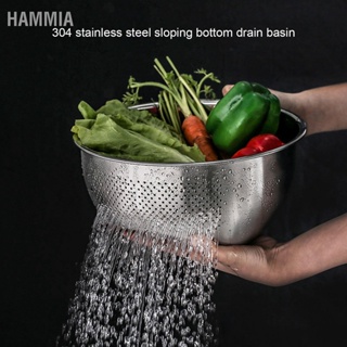 HAMMIA ตะกร้าระบายน้ำตะแกรงข้าวสแตนเลสหนาล้างผัก Drainer ห้องครัวตะกร้าข้าวในครัวเรือน