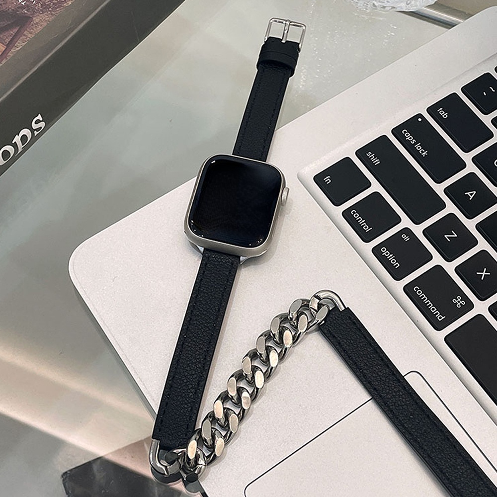 สายนาฬิกาข้อมือหนัง-โลหะ-สําหรับสมาร์ทวอทช์-iwatch-series-8-7-se-6-5-4-3-38-40-42-44-มม-49-มม-8-41-มม-45-มม